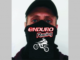 Enduro Racing čierna univerzálna elastická multifunkčná šatka vhodná na prekritie úst a nosa aj na turistiku pre chladenie krku v horúcom počasí